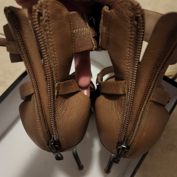 Guess Marciano Mocha Brown Pewter Leather Platform Heel - Picture 3 of 12